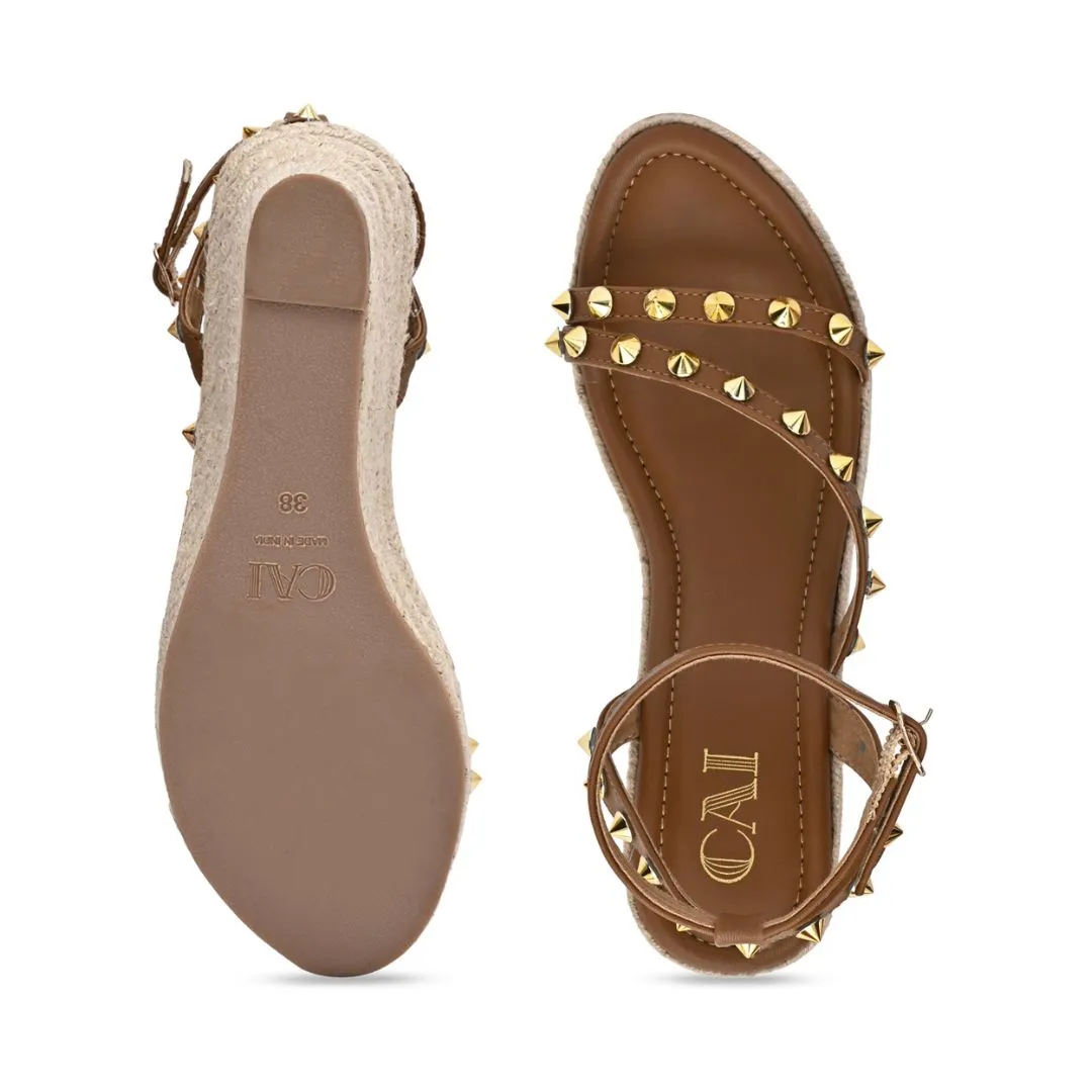 Tan Studded Wedges