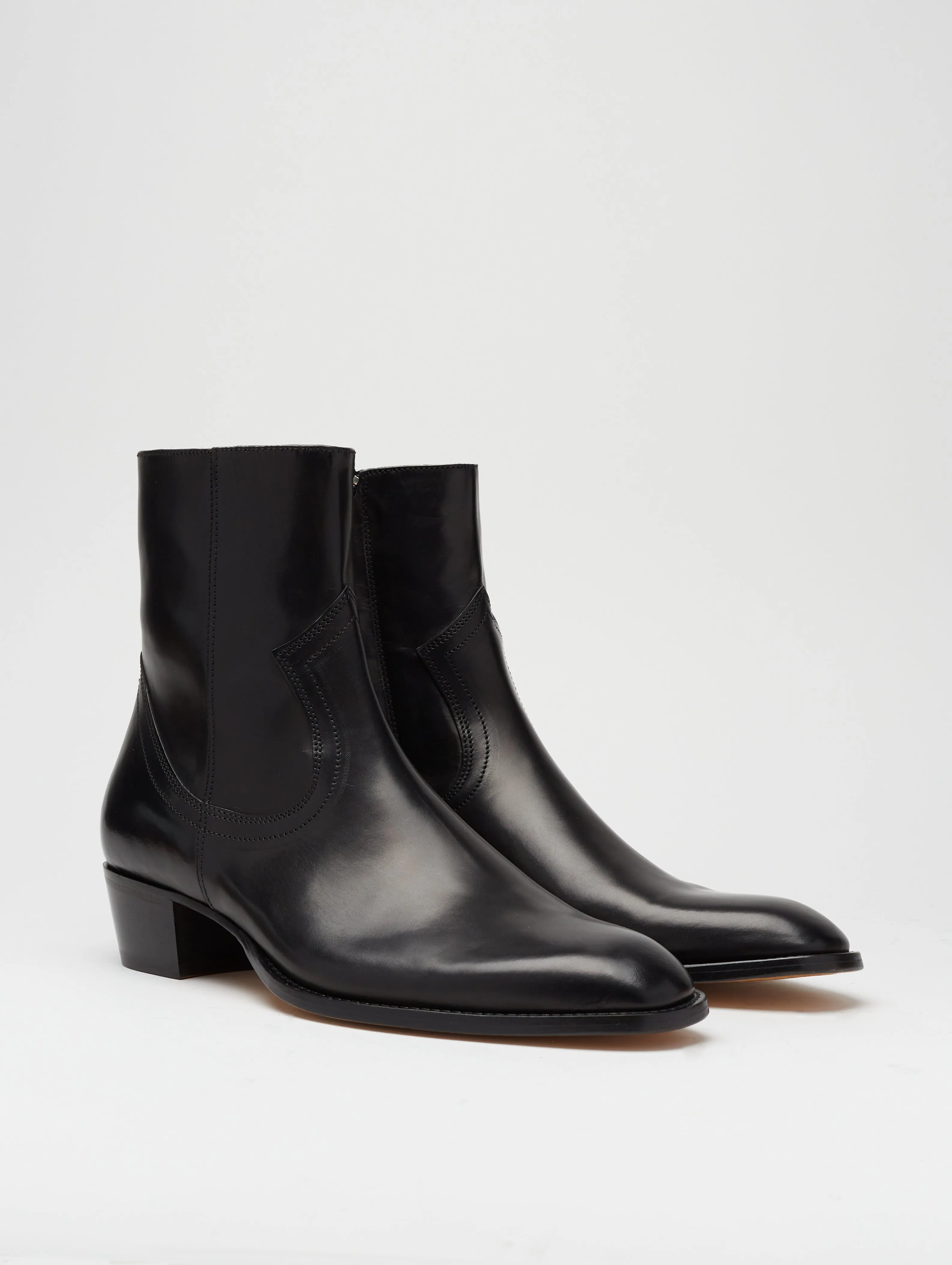 TEXAS PLAIN BOOT IN BLACK CALFSKIN - Woman