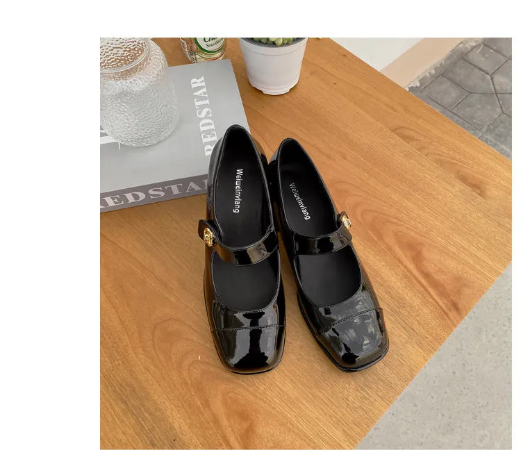 Thick Sole Mary Jane Shoes Chunky High Heels