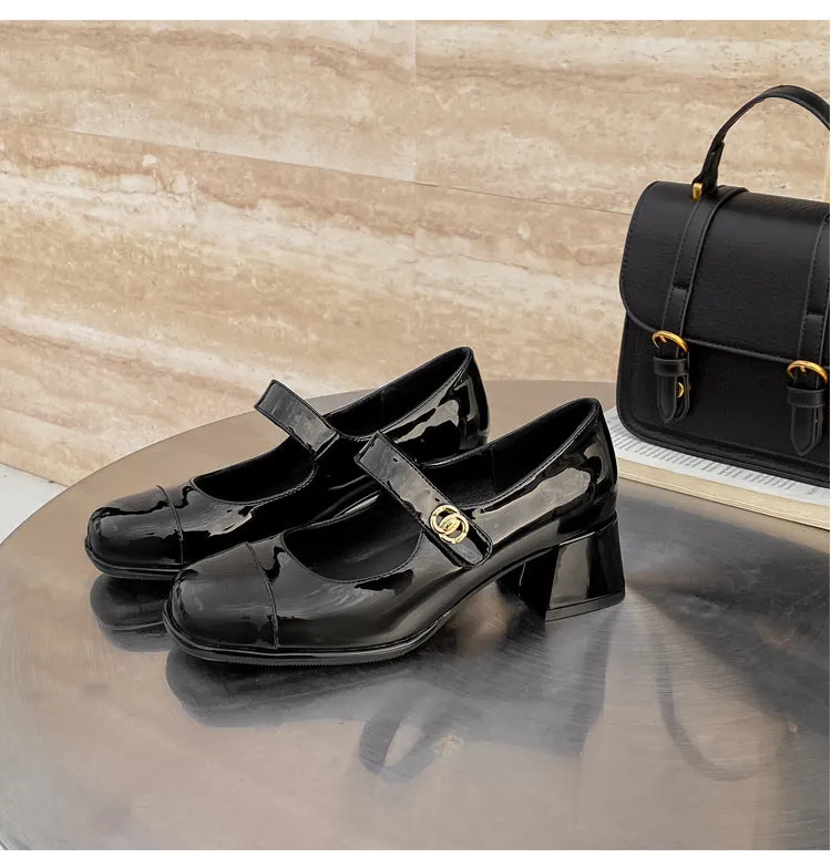 Thick Sole Mary Jane Shoes Chunky High Heels