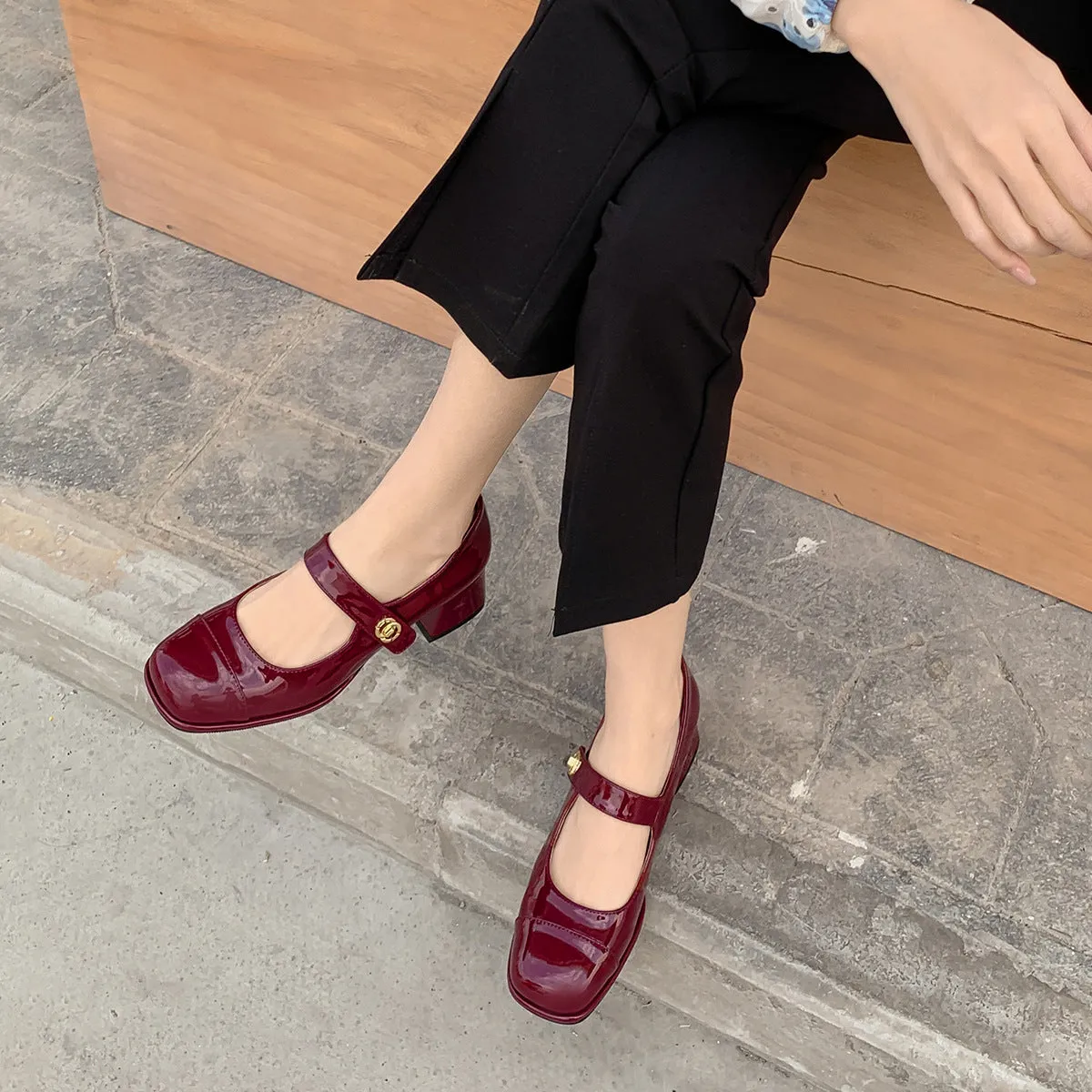 Thick Sole Mary Jane Shoes Chunky High Heels