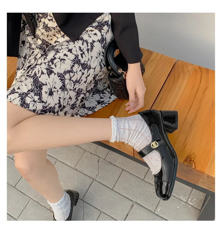 Thick Sole Mary Jane Shoes Chunky High Heels