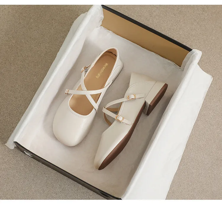 Thick Sole Mary Jane Shoes Spring Soft Sole Thick Heel Women's Shoes
