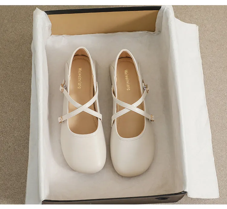 Thick Sole Mary Jane Shoes Spring Soft Sole Thick Heel Women's Shoes