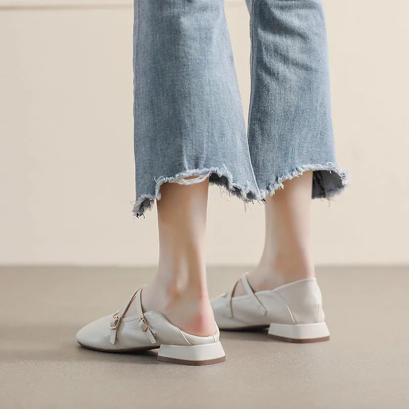 Thick Sole Mary Jane Shoes Spring Soft Sole Thick Heel Women's Shoes