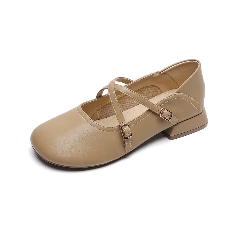 Thick Sole Mary Jane Shoes Spring Soft Sole Thick Heel Women's Shoes