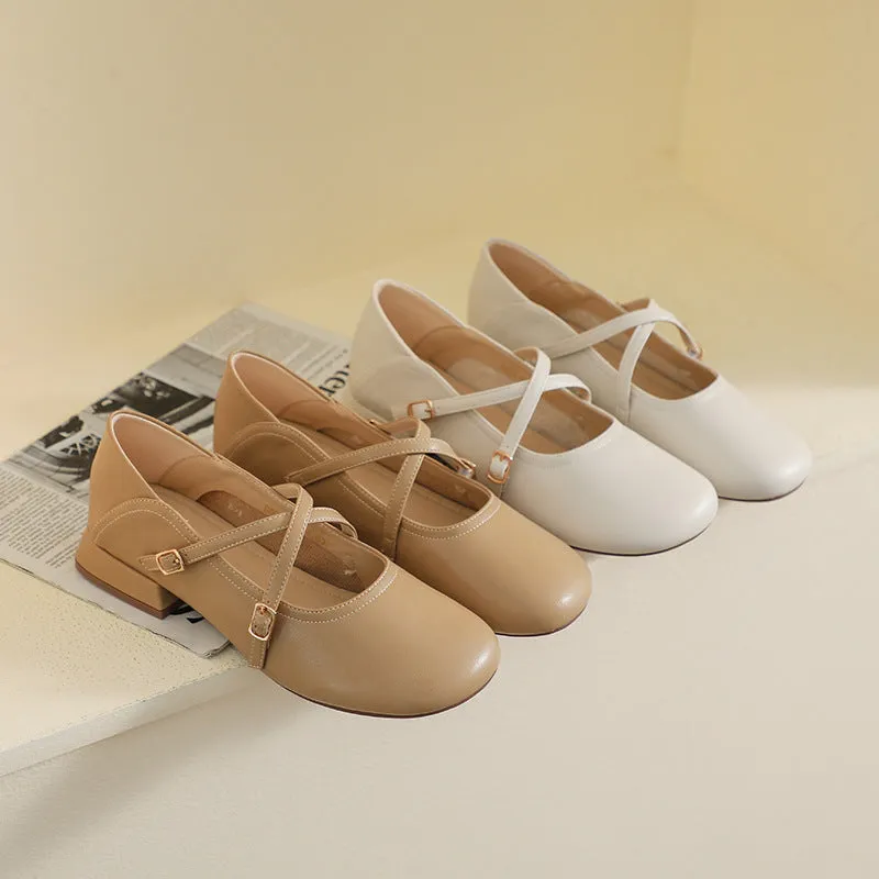 Thick Sole Mary Jane Shoes Spring Soft Sole Thick Heel Women's Shoes