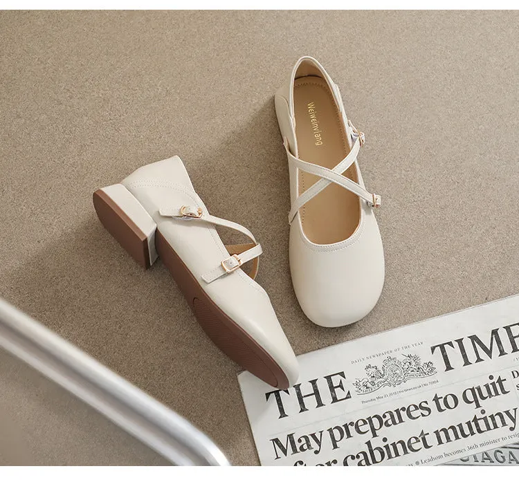 Thick Sole Mary Jane Shoes Spring Soft Sole Thick Heel Women's Shoes