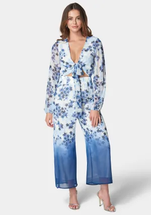 Tie Front Elastic Waist Jumpsuit