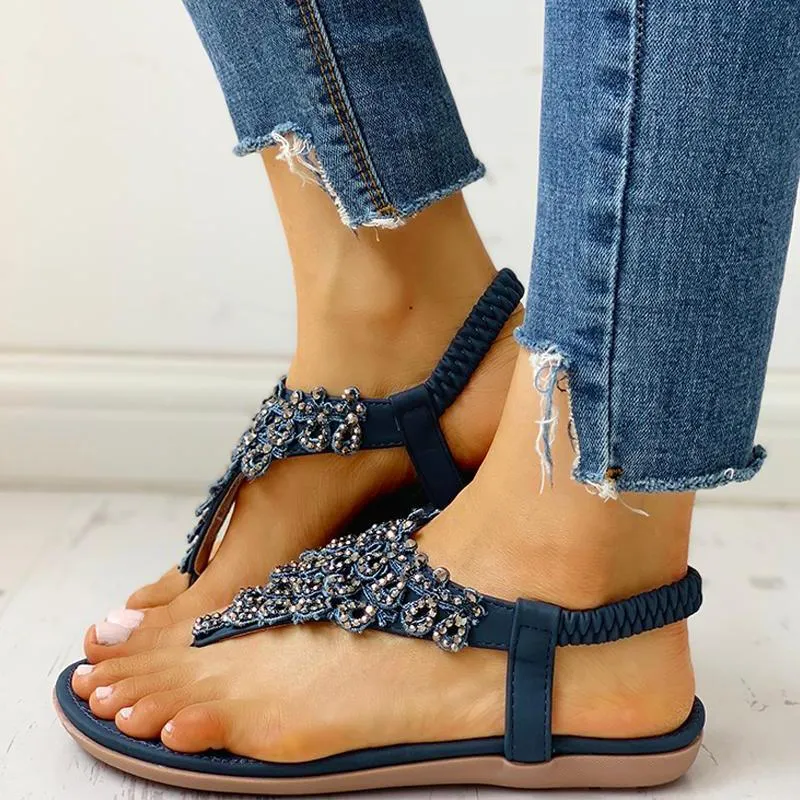 Toe Post Studded Flat Sandals