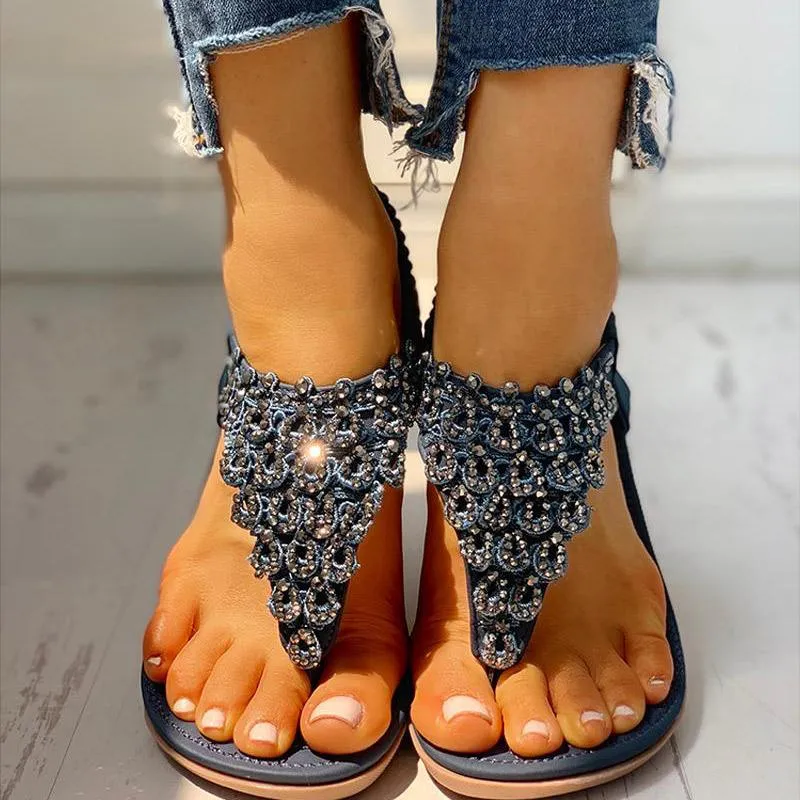 Toe Post Studded Flat Sandals