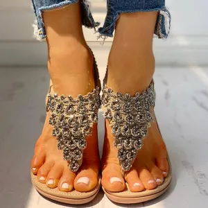 Toe Post Studded Flat Sandals