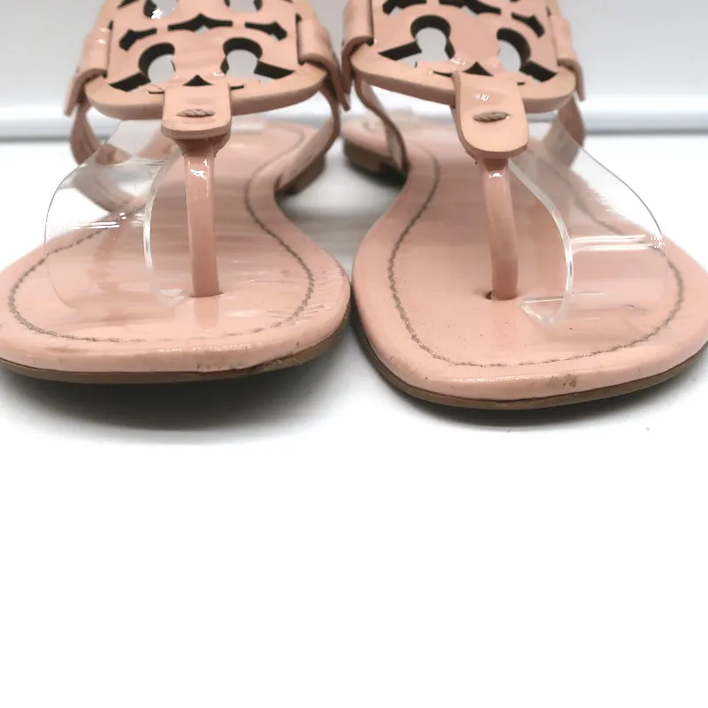 Tory Burch Miller Thong Sandals Pink Patent Leather Size 6.5 Flat Slides