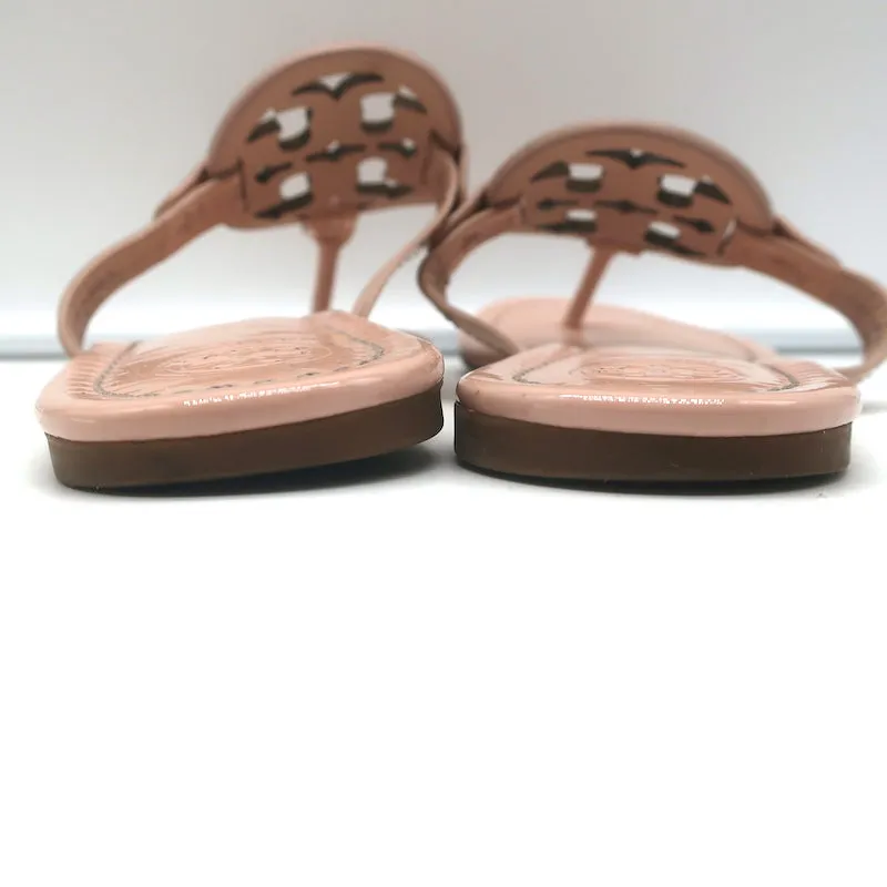 Tory Burch Miller Thong Sandals Pink Patent Leather Size 6.5 Flat Slides