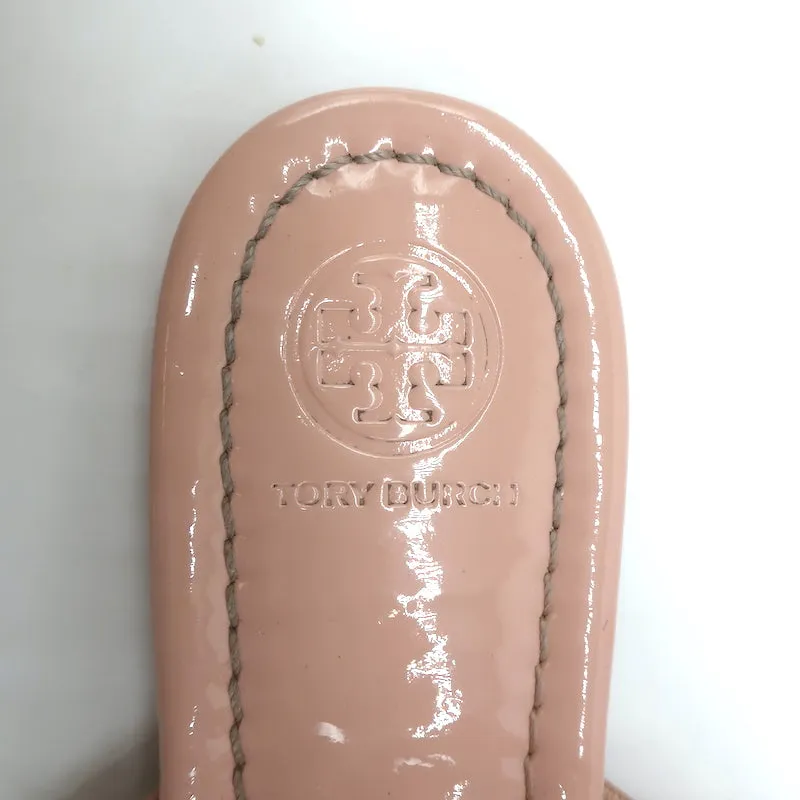 Tory Burch Miller Thong Sandals Pink Patent Leather Size 6.5 Flat Slides