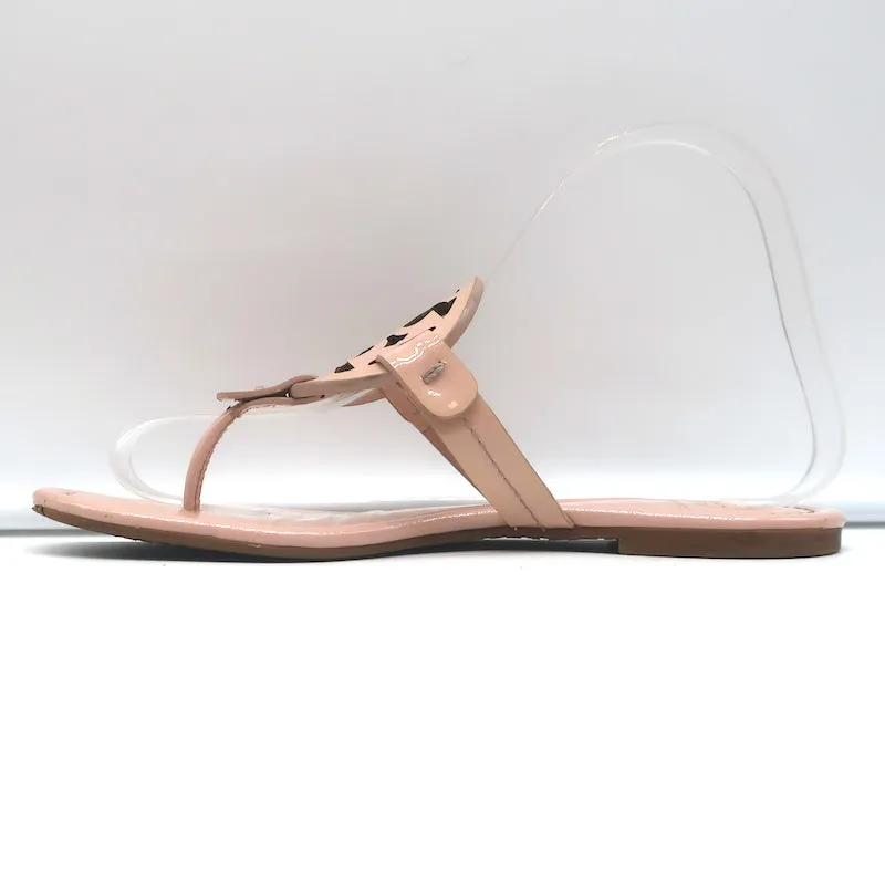 Tory Burch Miller Thong Sandals Pink Patent Leather Size 6.5 Flat Slides