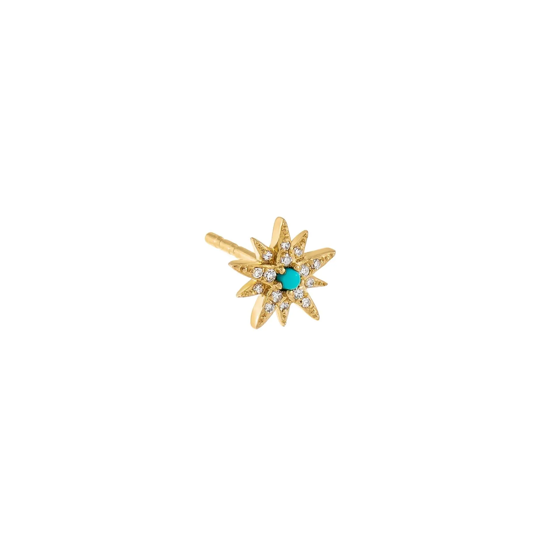 Turquoise Starburst Stud Earring 14K