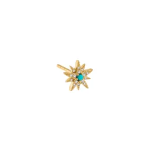 Turquoise Starburst Stud Earring 14K