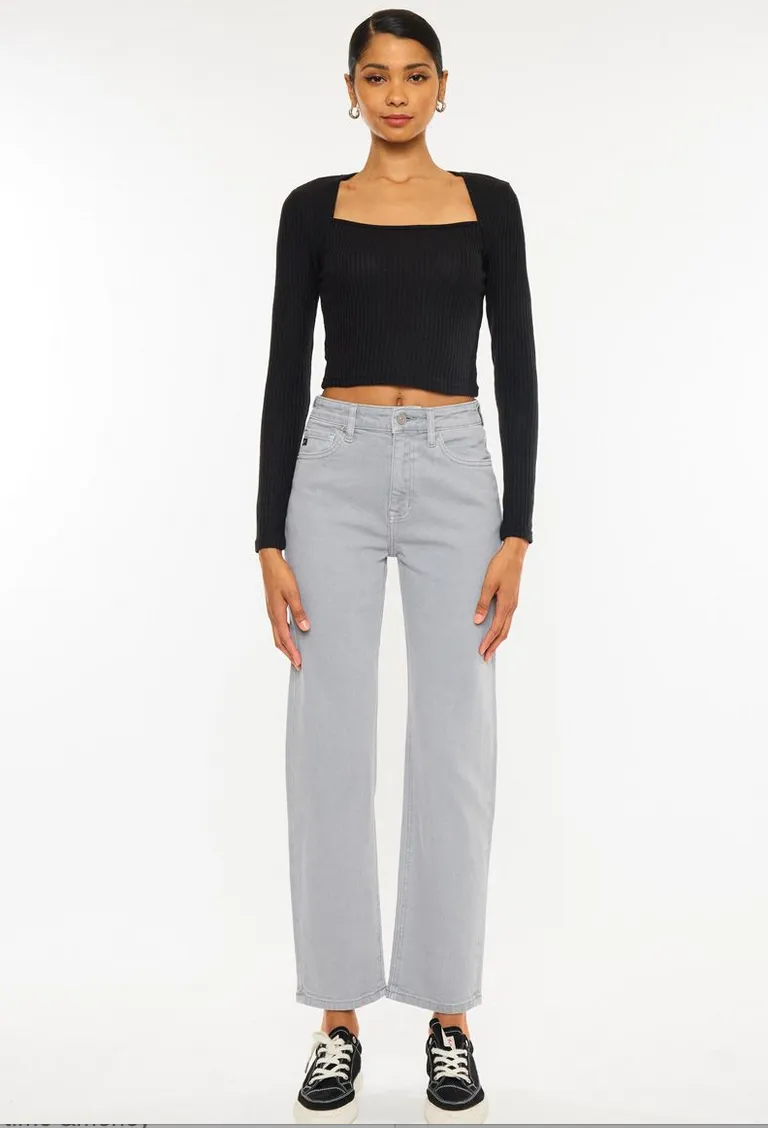 Ultra High Rise Grey Straight Leg