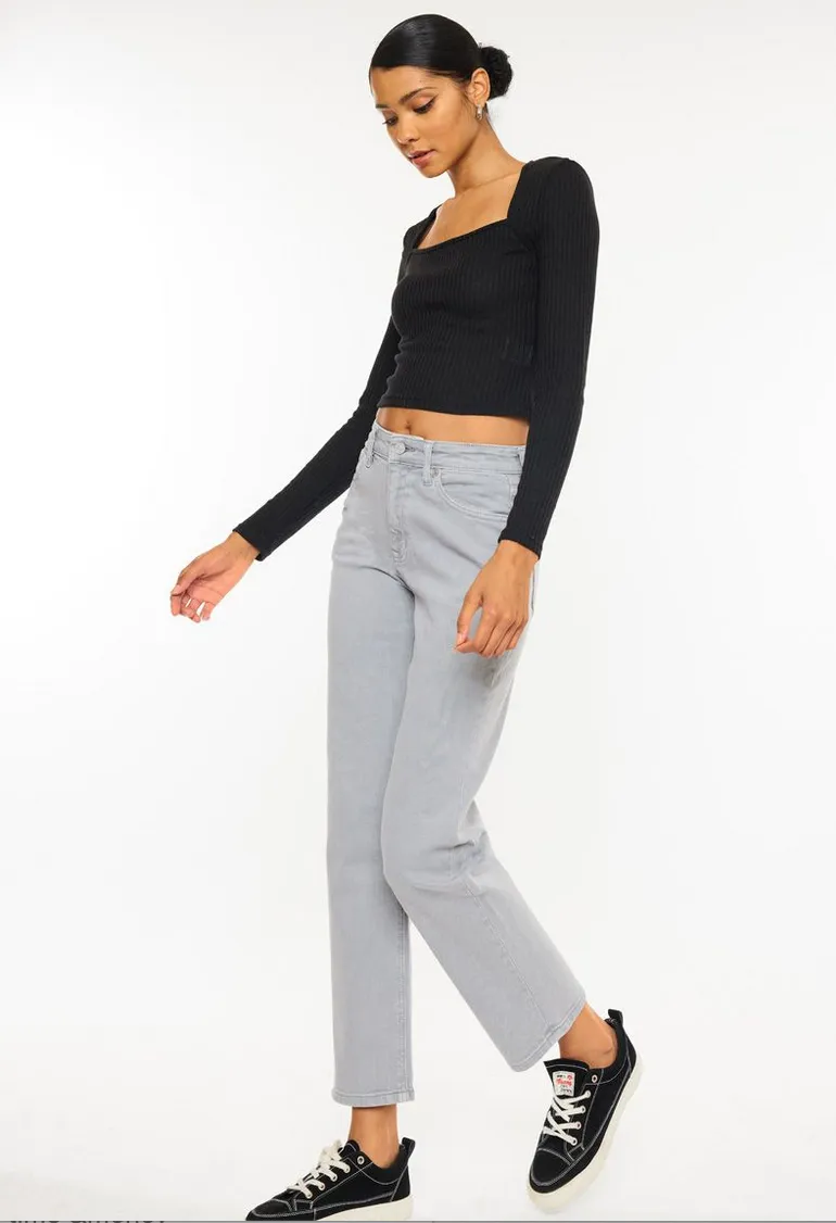 Ultra High Rise Grey Straight Leg