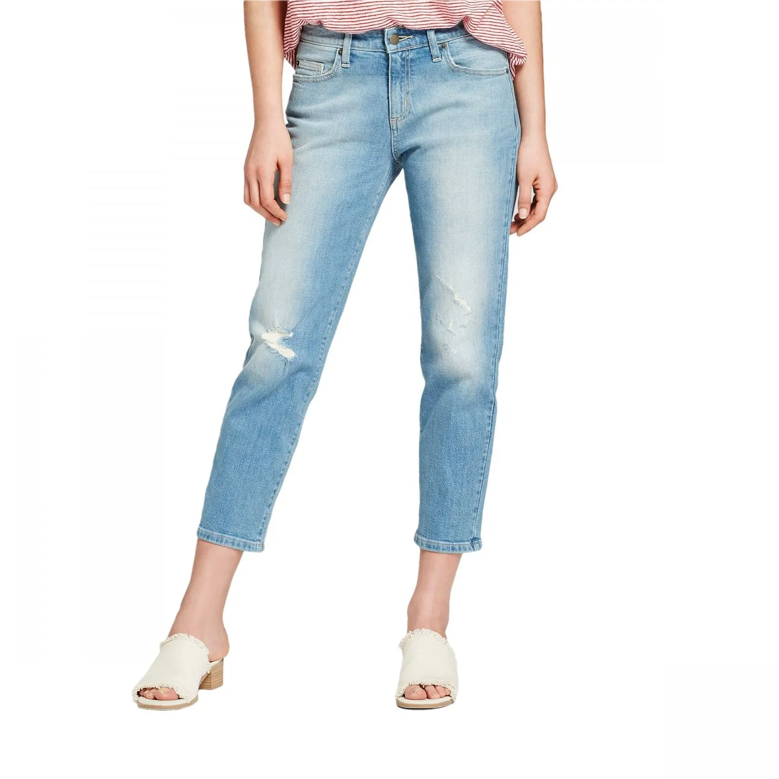 Universal Thread Women's Mid Rise Boyfriend Cropped Jeans Light Blue 0