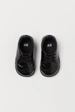 [US7.5] H&M Black Tie-up Patent Shoes
