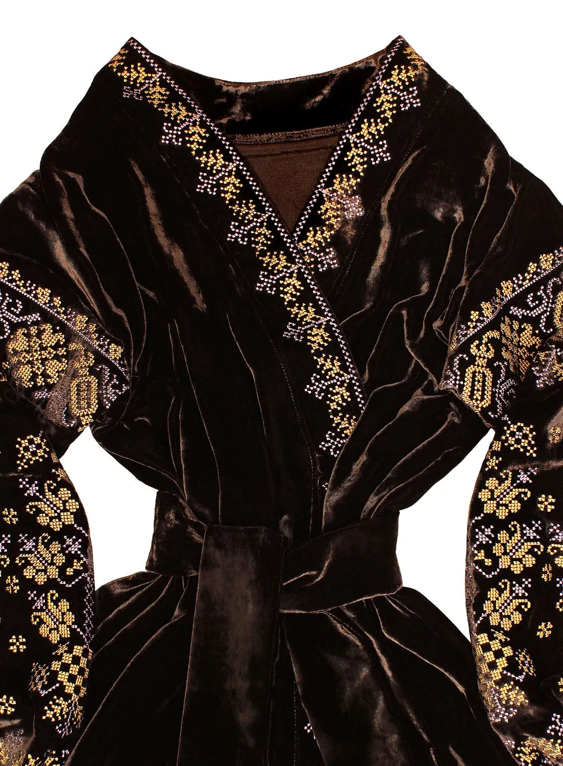 Velvet kaftan with embroidery