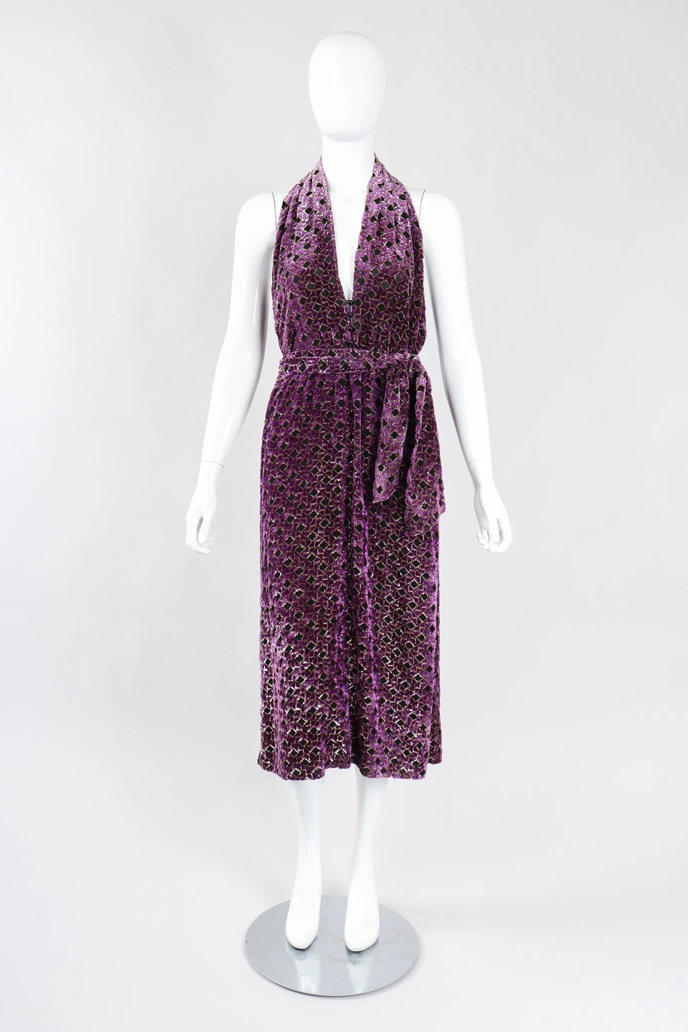 Velvet Lamé Moroccan Tile Halter Dress