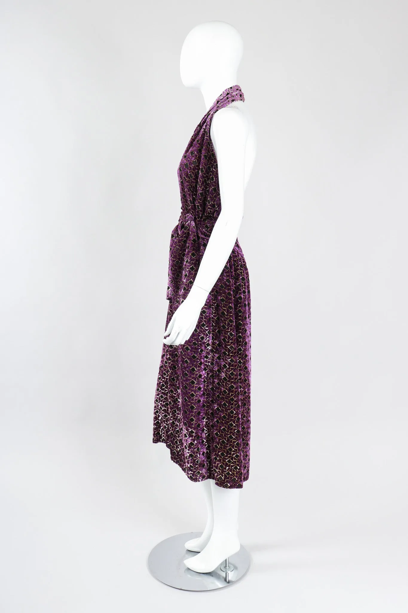 Velvet Lamé Moroccan Tile Halter Dress