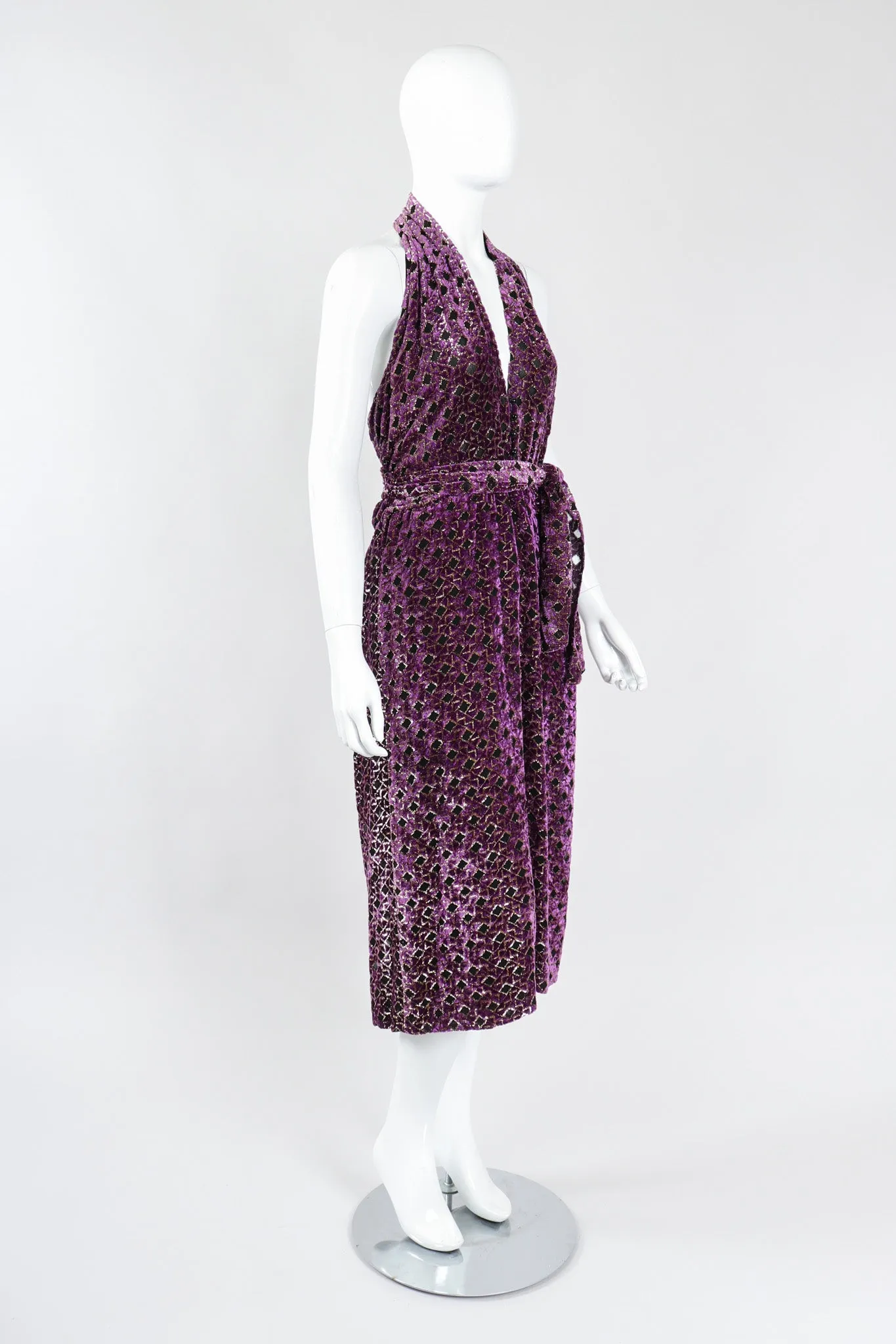 Velvet Lamé Moroccan Tile Halter Dress