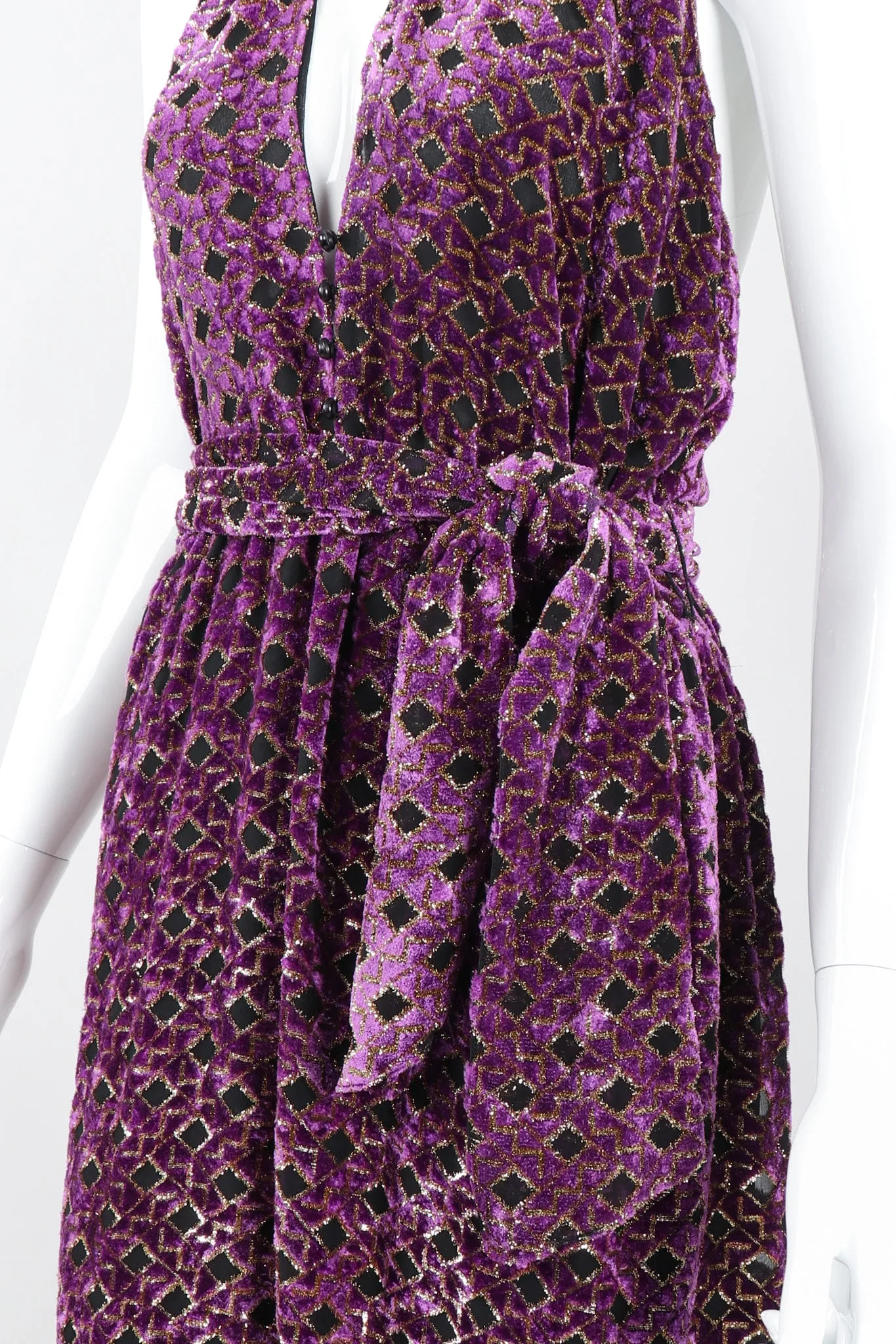 Velvet Lamé Moroccan Tile Halter Dress