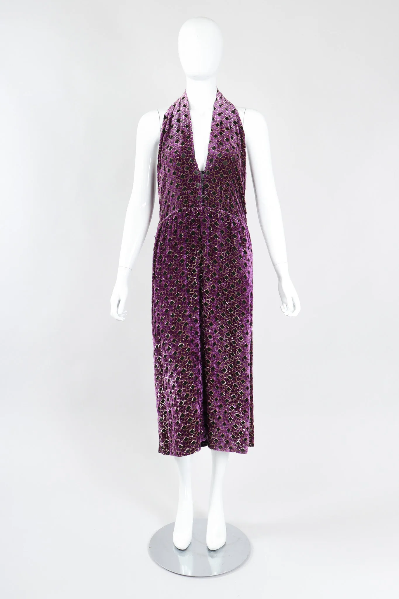 Velvet Lamé Moroccan Tile Halter Dress