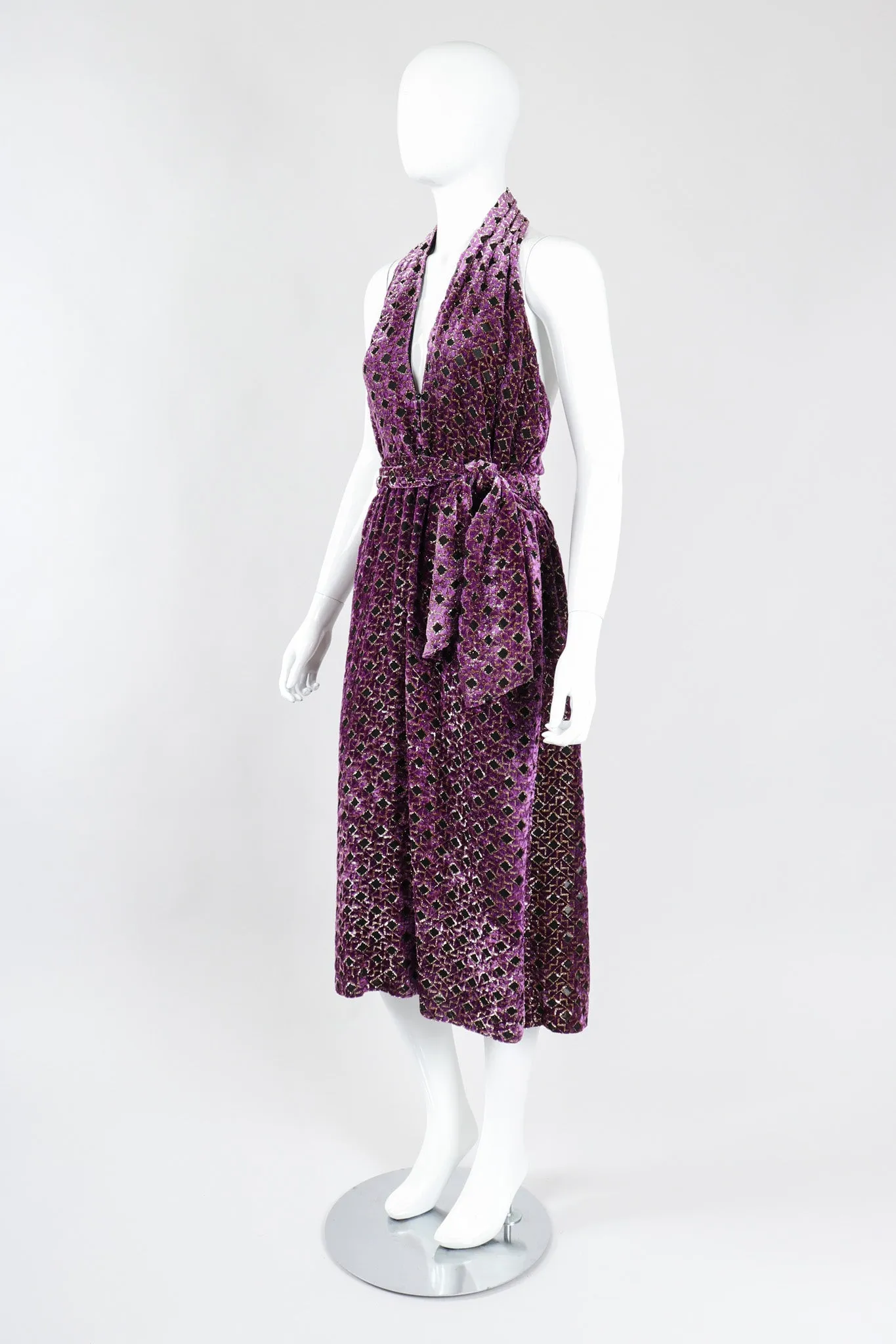 Velvet Lamé Moroccan Tile Halter Dress