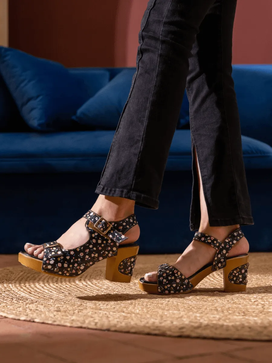 Vilma Floral Leather Sandal
