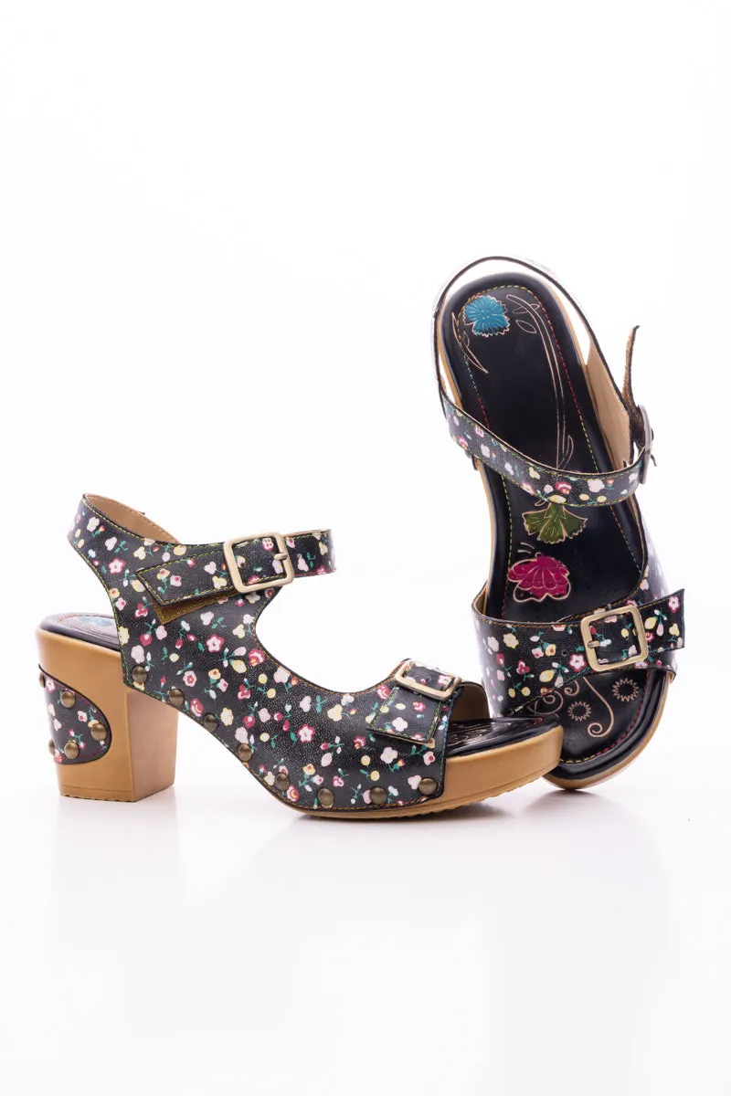 Vilma Floral Leather Sandal