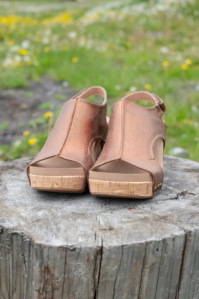 Walk My Way Wedge Sandals in Bronze