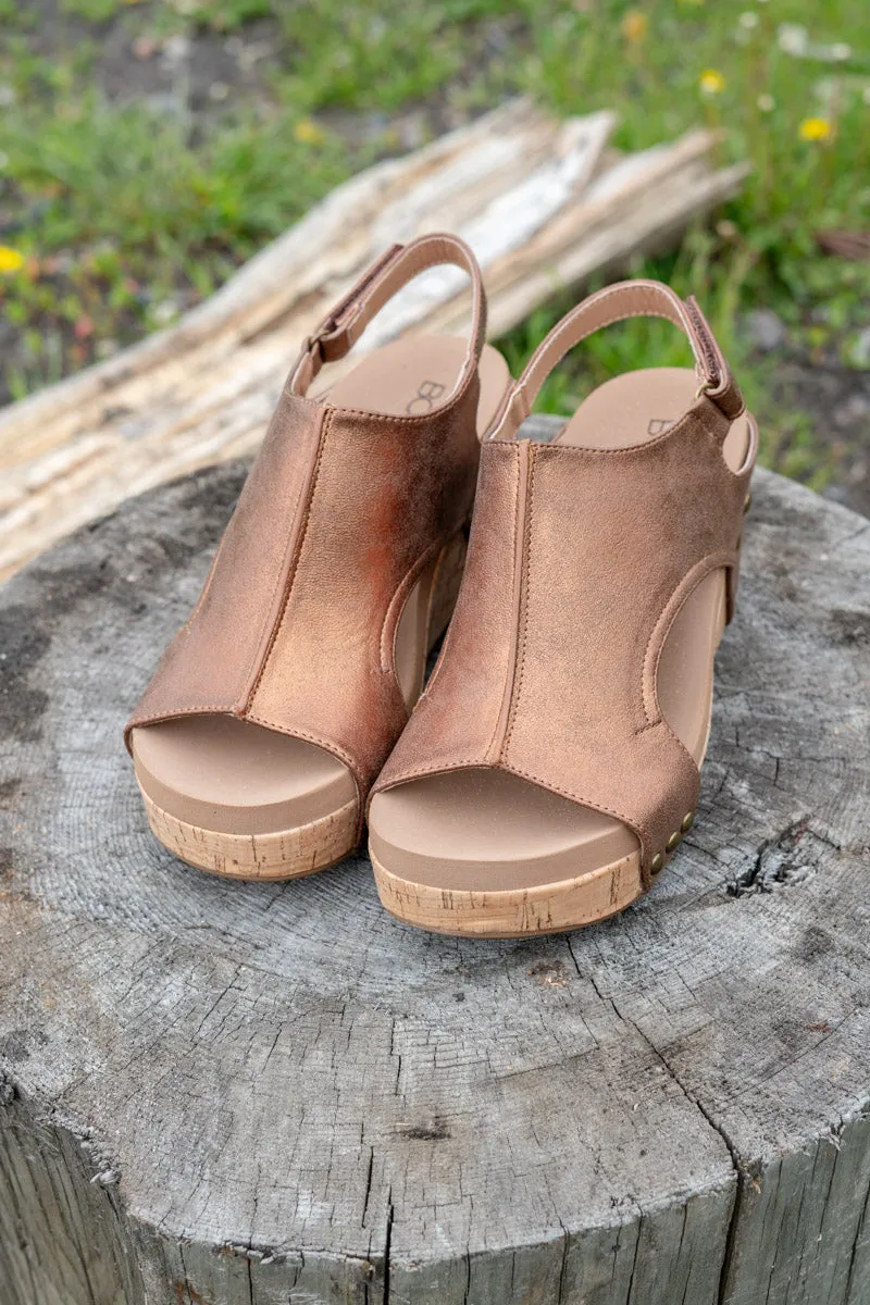 Walk My Way Wedge Sandals in Bronze