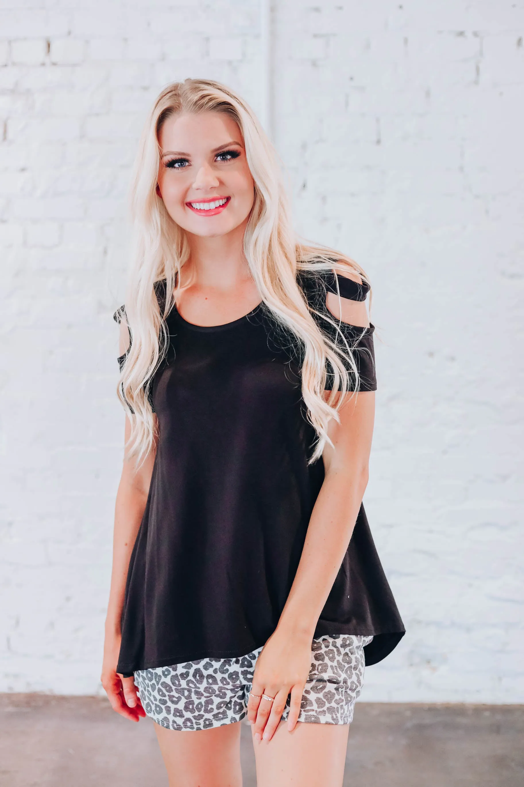What A Tease Cold Shoulder Top - Black