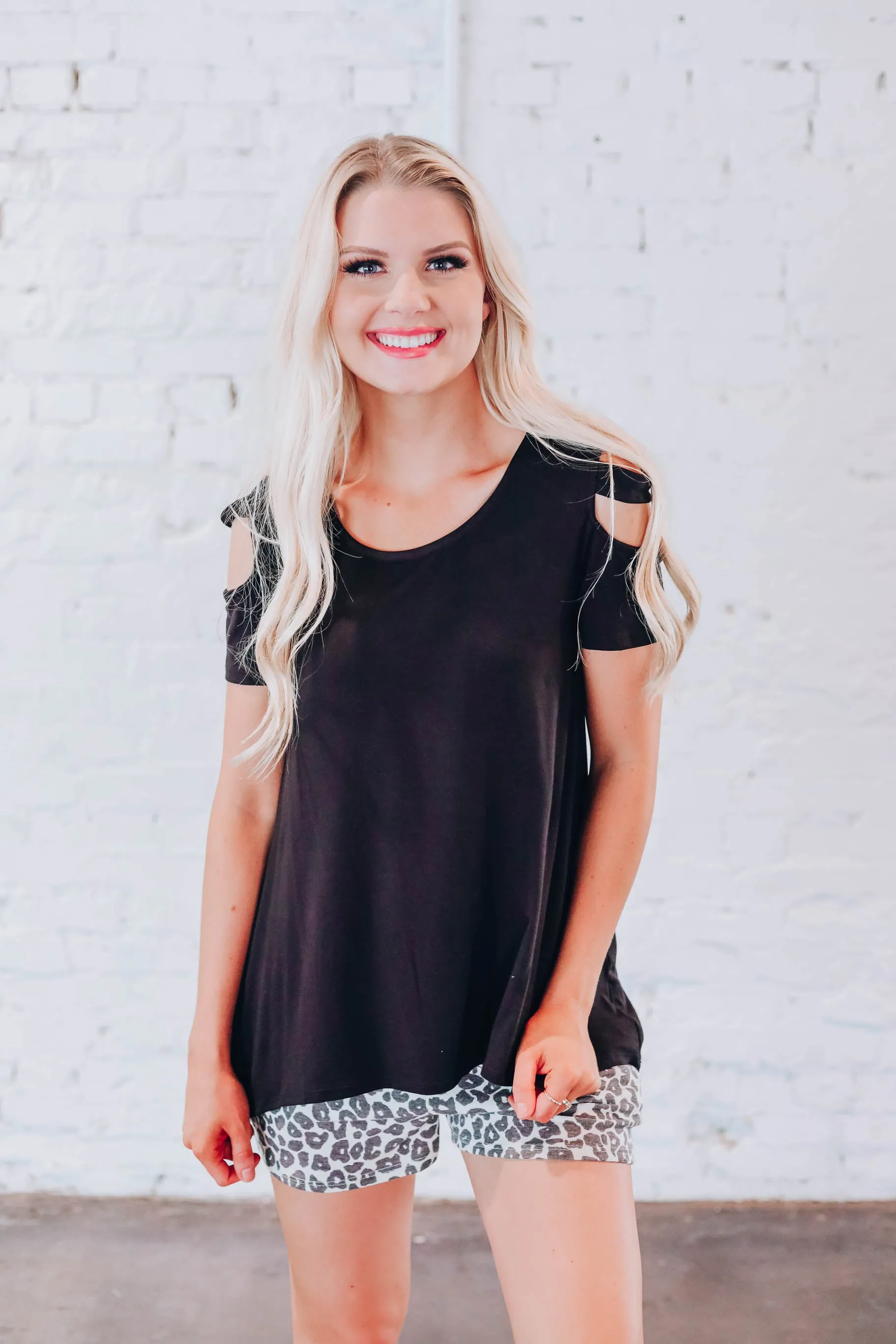 What A Tease Cold Shoulder Top - Black