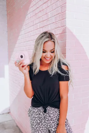 What A Tease Cold Shoulder Top - Black