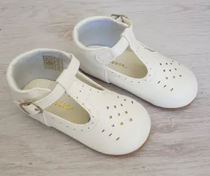 White matte T-bar shoes