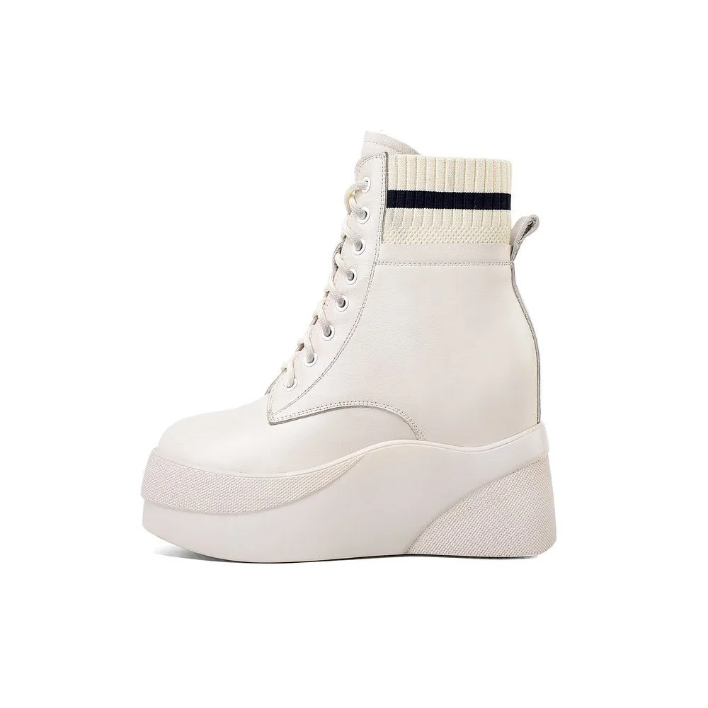 women ankle bottom thick cowhide Chelsea snow boots