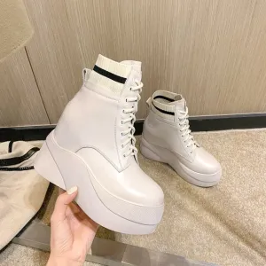 women ankle bottom thick cowhide Chelsea snow boots