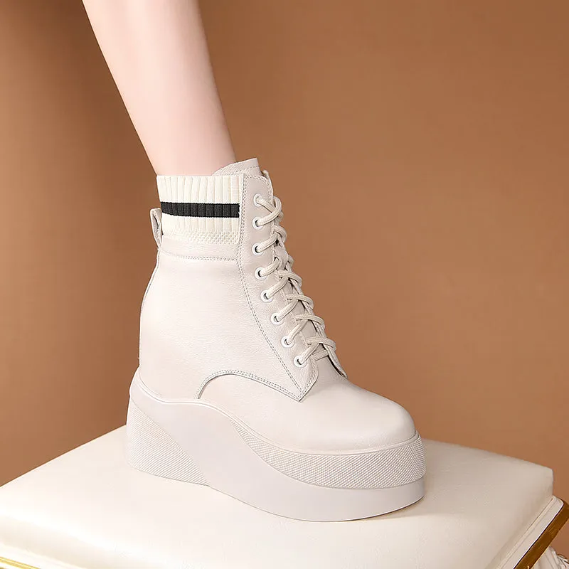 women ankle bottom thick cowhide Chelsea snow boots