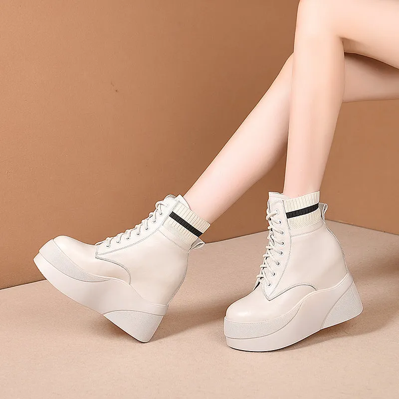 women ankle bottom thick cowhide Chelsea snow boots