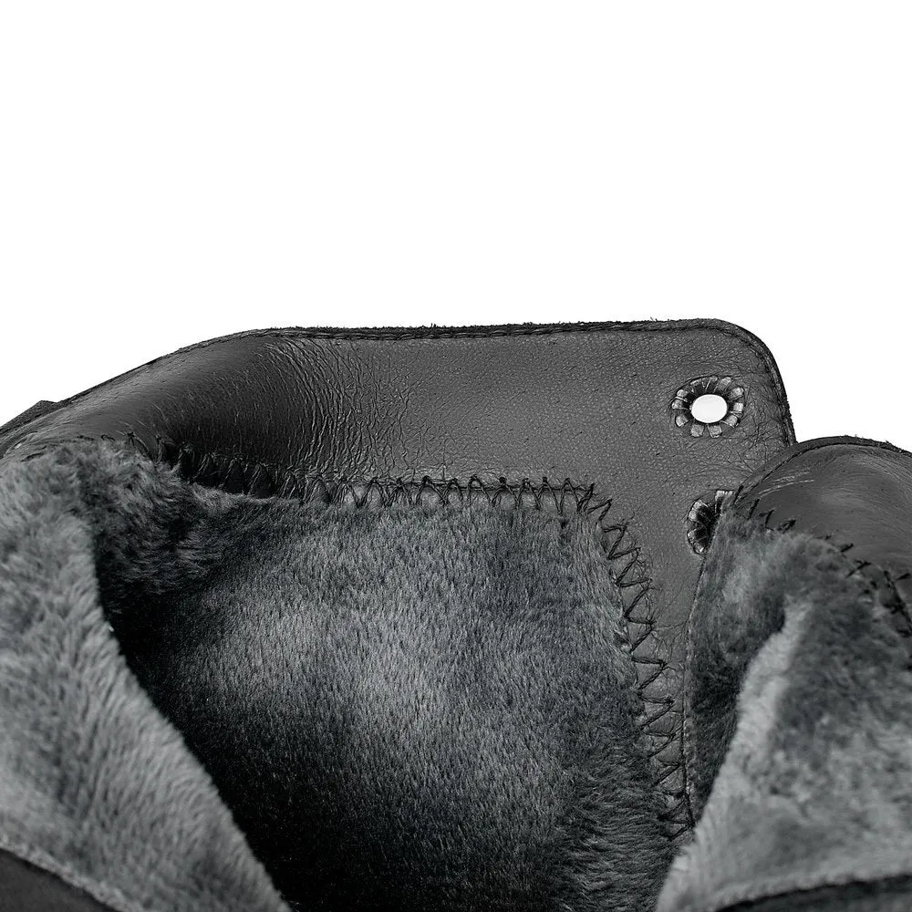 women ankle bottom thick cowhide Chelsea snow boots