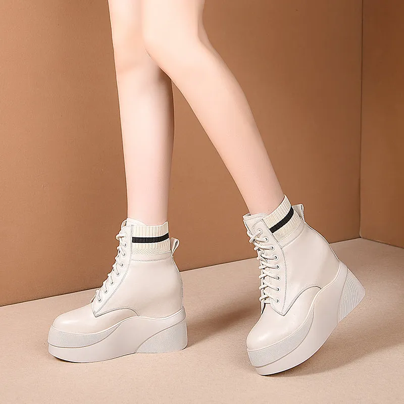 women ankle bottom thick cowhide Chelsea snow boots