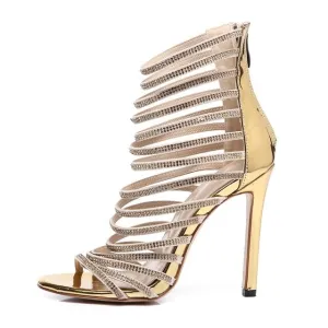 Women High Heels Stripper Diamond Crystal Thin Sandals