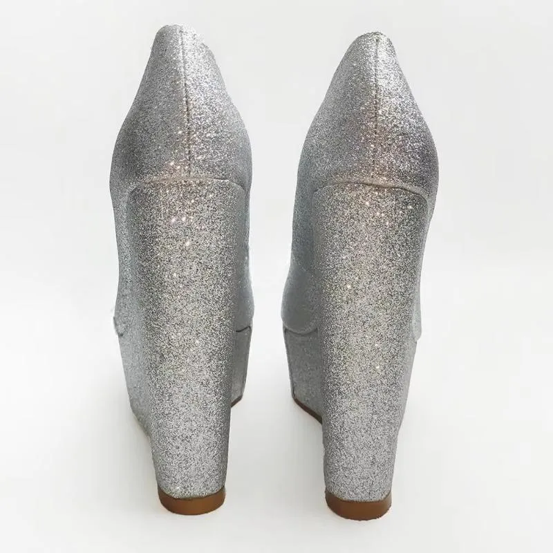 Women Platform Wedges Pumps Peep Toe Height Increase Sandals