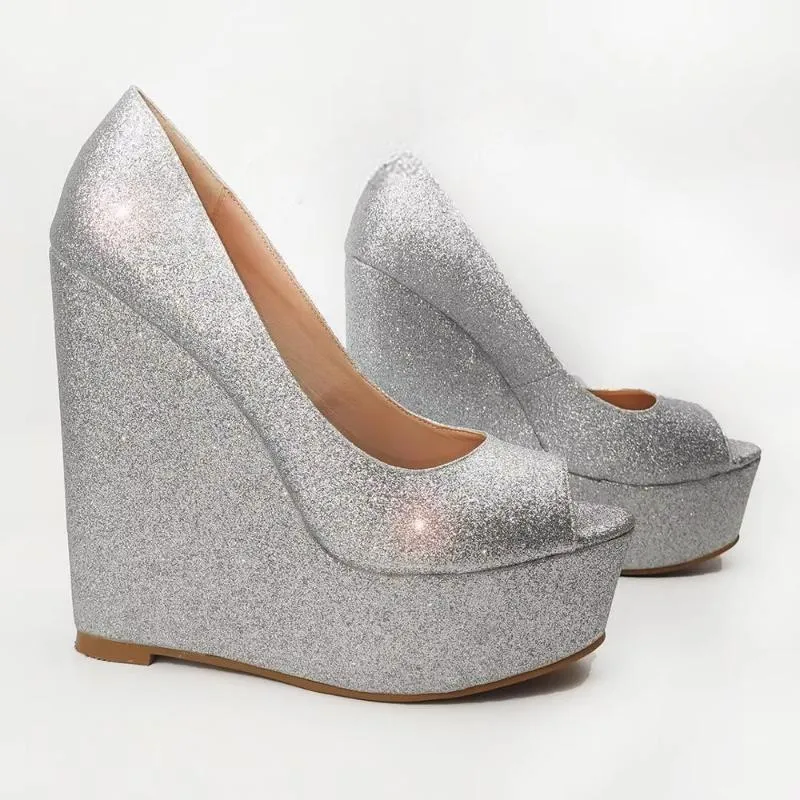 Women Platform Wedges Pumps Peep Toe Height Increase Sandals